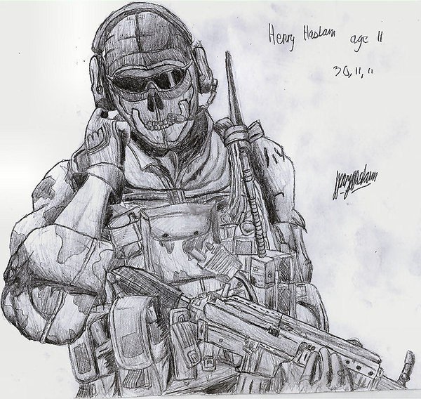 Гоуст из Call of Duty рисунок