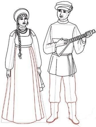 Кукла в национальном костюме рисование