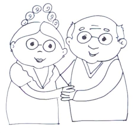 Раскраска портрет бабушки и дедушки