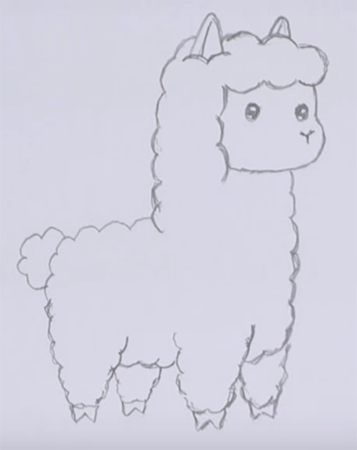 Лама рисунок легкий