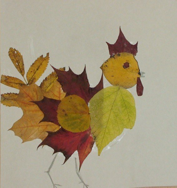 Аппликация из зеленых листьев