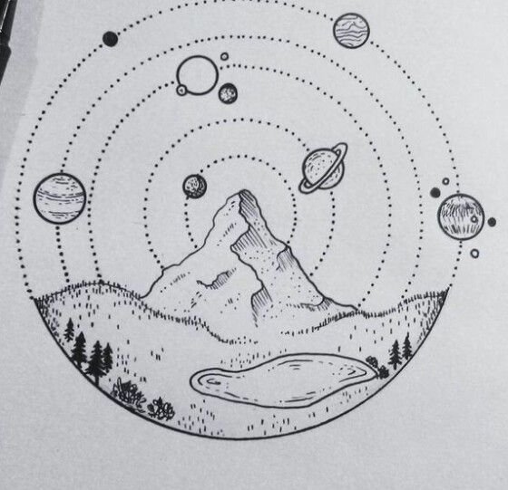 Акварельный пейзаж в круге