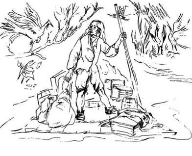 Робинзон Крузо рисунок легкий