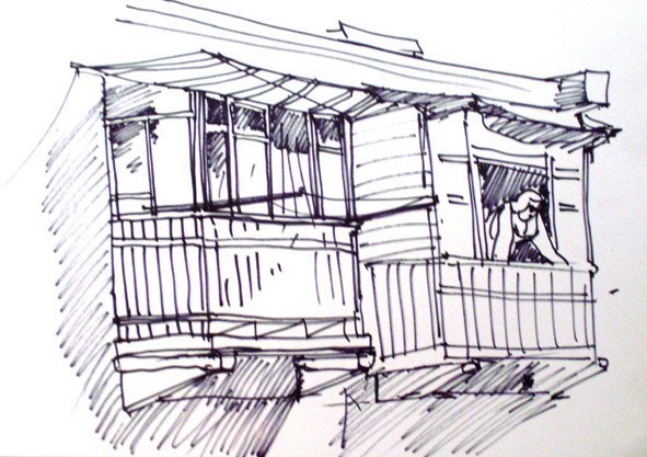 Нарисовать балкон