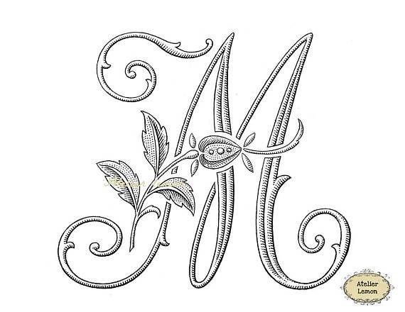 Красивая буква м с вензелями
