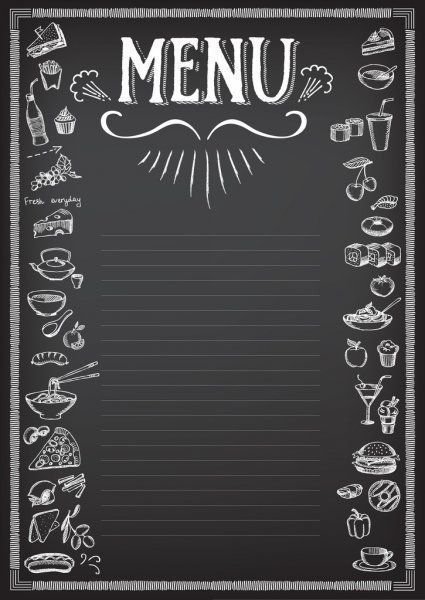 Макет меню для кафе