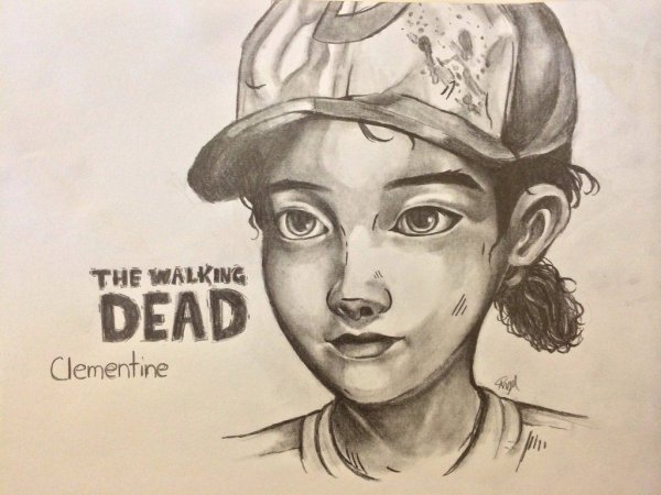 Клементина the Walking Dead карандашом