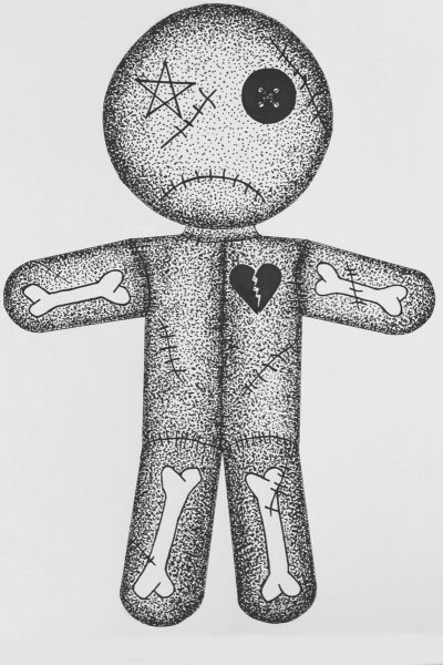 Кукла вуду нарисованная карандашом