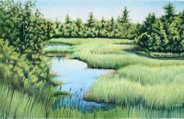 Рисунки цветными карандашами пейзажи