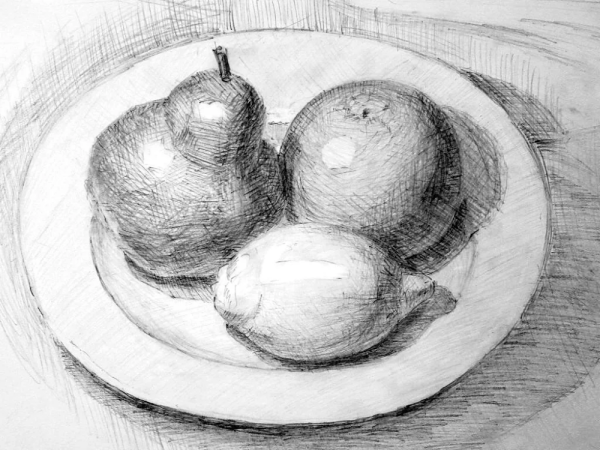 Рисунки фруктов для срисовки карандашом