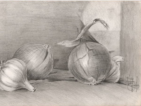 Натюрморт с тенью карандашом