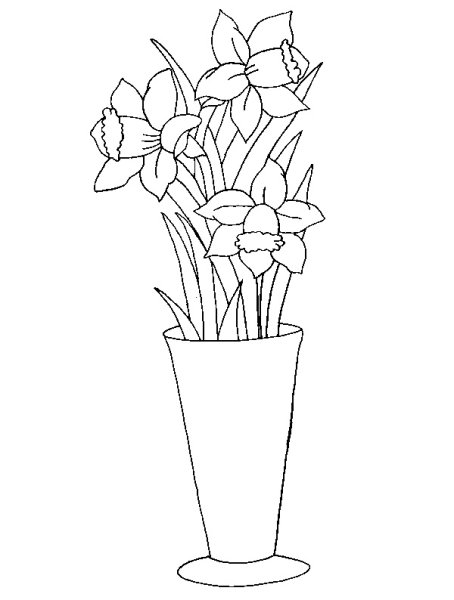 Трафарет ваза с цветами