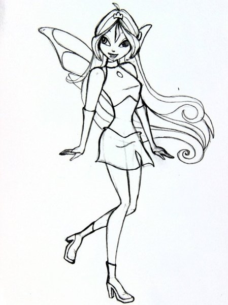 Как нарисовать фею Винкс Блум