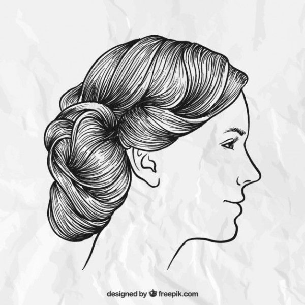 Женские прически карандашом