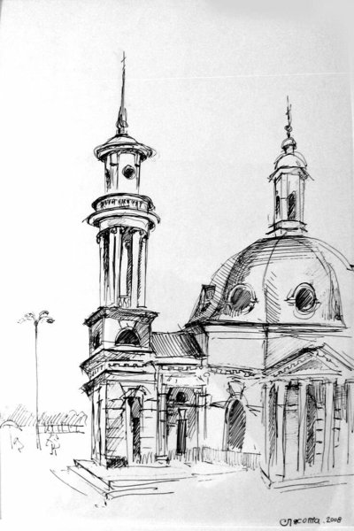 Архитектурные сооружения карандашом