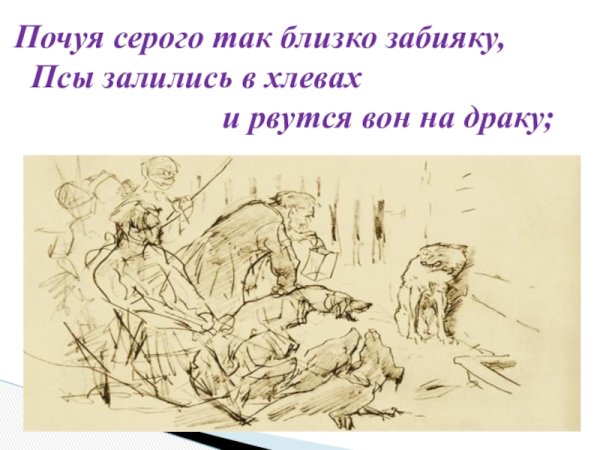 Почуя серого так близко забияку псы залились в хлевах