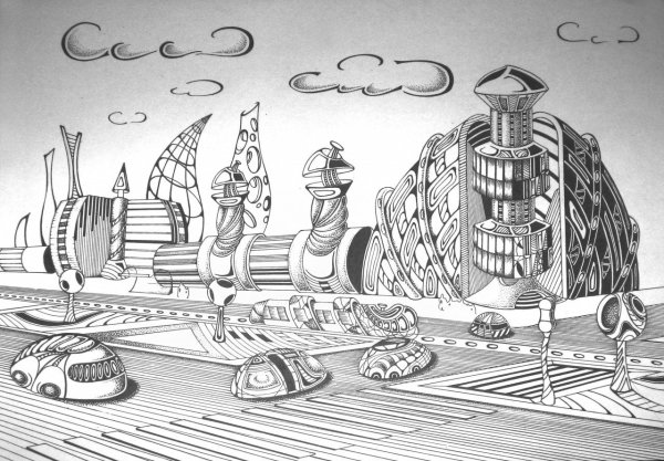 Зарисовка города будущего