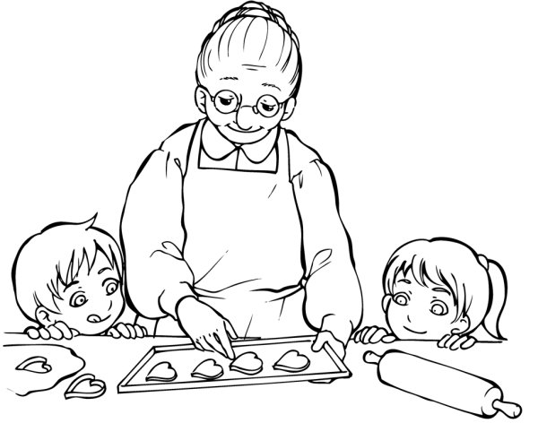 Бабушка раскраска для детей