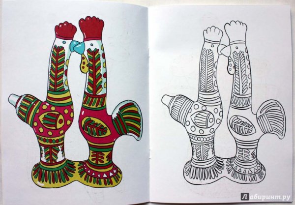 Курочка и петушок Филимоновская игрушка