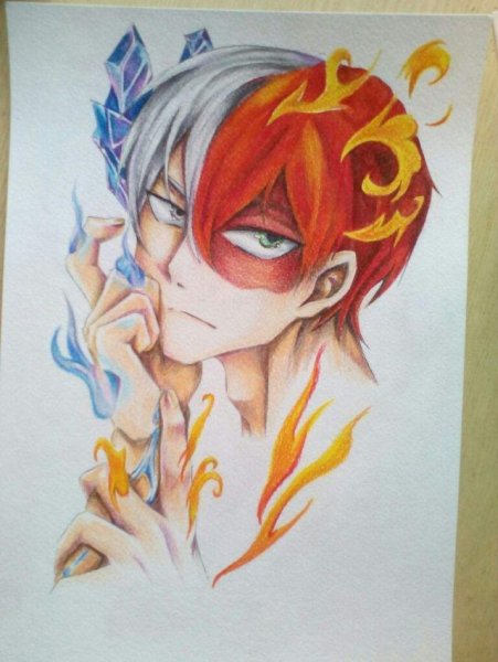 Рисовать аниме моя геройская Академия Тодороки