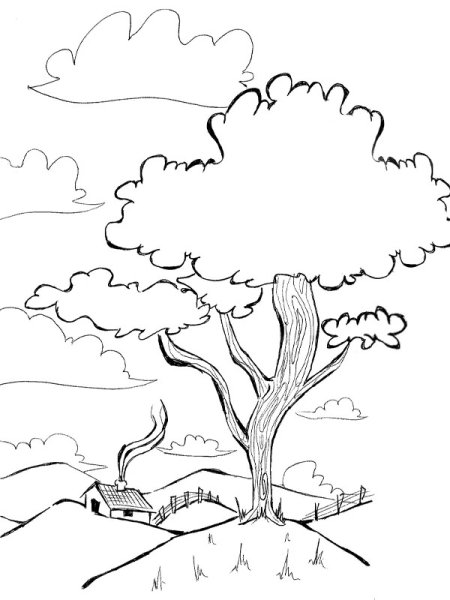 Эскизы пейзажей для раскрашивания