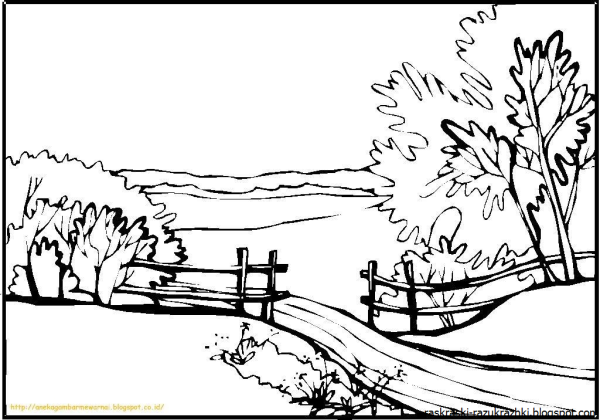 Раскраска пейзаж природы