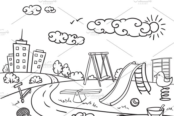 Детская площадка раскраска для детей