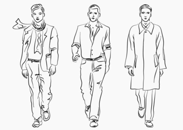 Наброски одежды карандашом