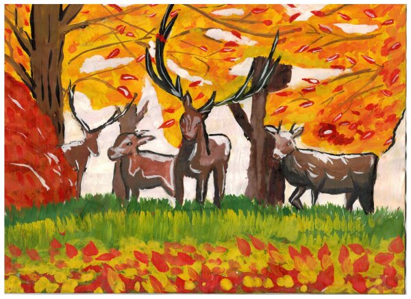 Композиция лес осенью