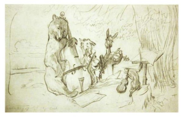 Квартет басня Крылова карандашом