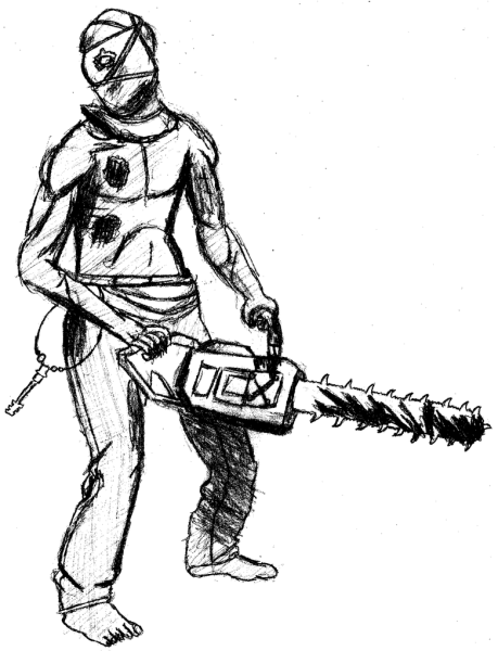 Бензопила рисунок карандашом