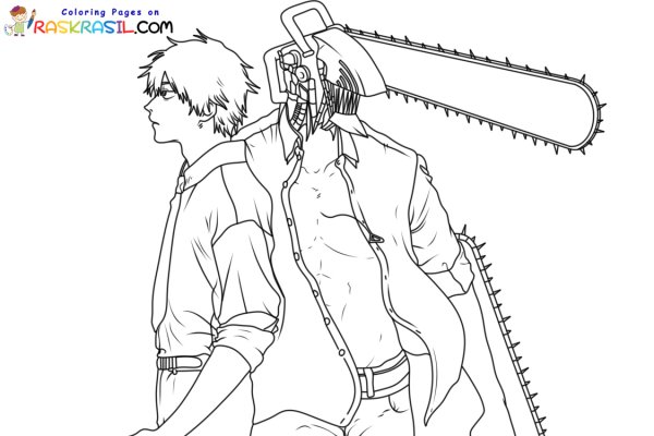 Раскраска аниме человек бензопила