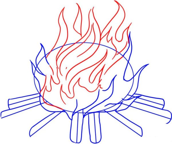 Рисунки огня карандашом для начинающих