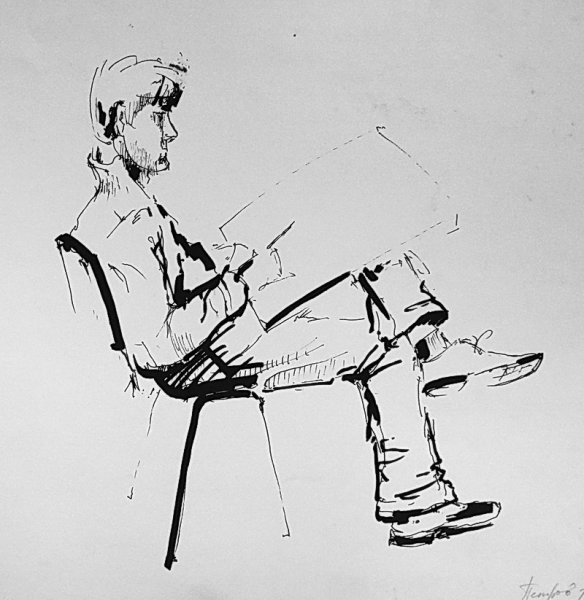 Человек сидит на стуле рисунок