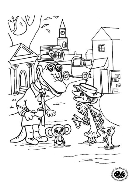 Чебурашка и крокодил Гена раскраски для детей