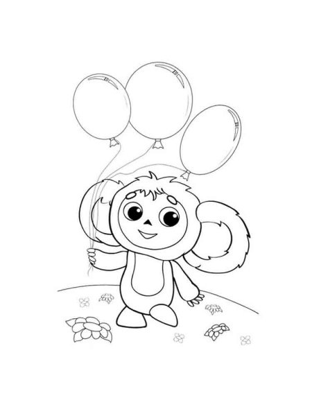 Крокодил Гена и Чебурашка раскраска