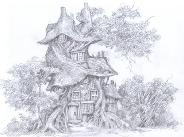 Разукрашенный домик на дереве