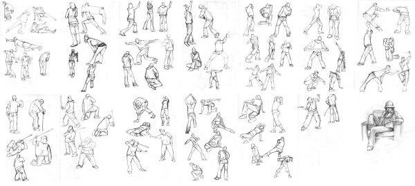 Люди в разных позах для набросков