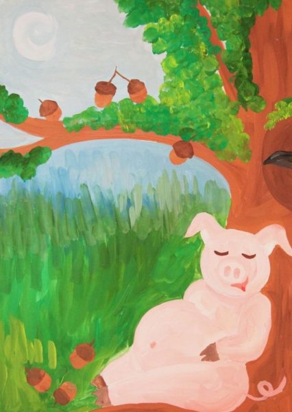 Иллюстрация к басне свинья под дубом