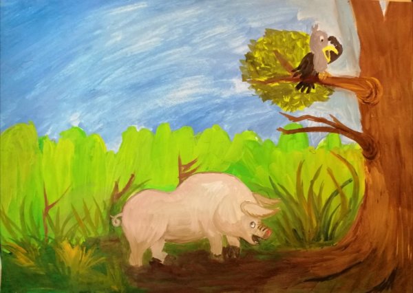 Крылов свинья под дубом басня иллюстрация