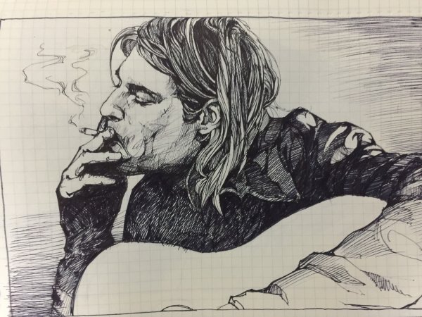 Курт Кобейн карандашом