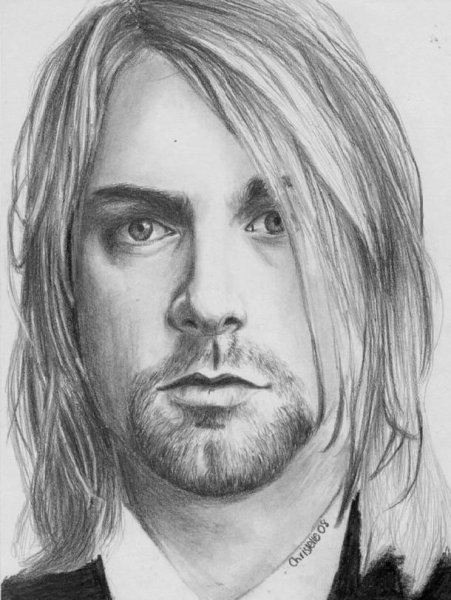 Курт Кобейн рисунок карандашом