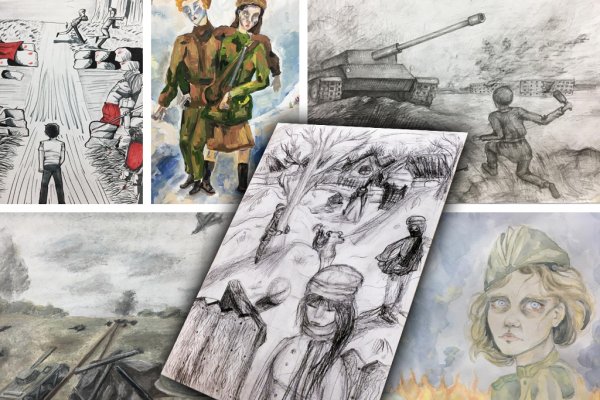 Детский рисунок на тему ВОВ