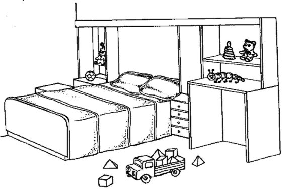 Легкая раскраска комнаты для детей