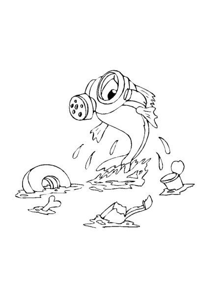 Загрязнение воды раскраска