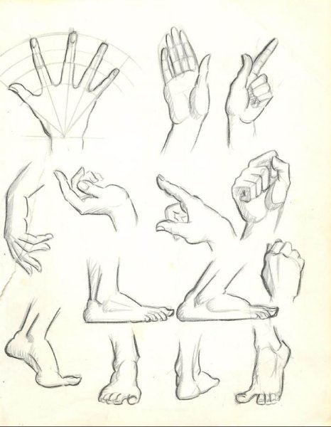 Зарисовки рук карандашом