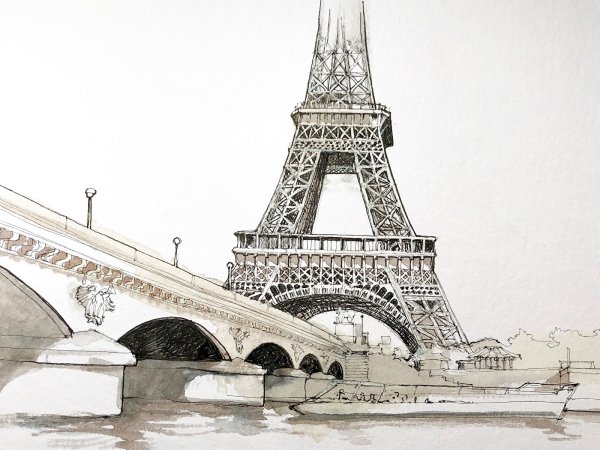 Эйфелева башня рисунок карандашом для срисовки
