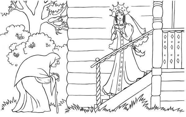 Сказка о мёртвой царевне и семи богатырях раскраска
