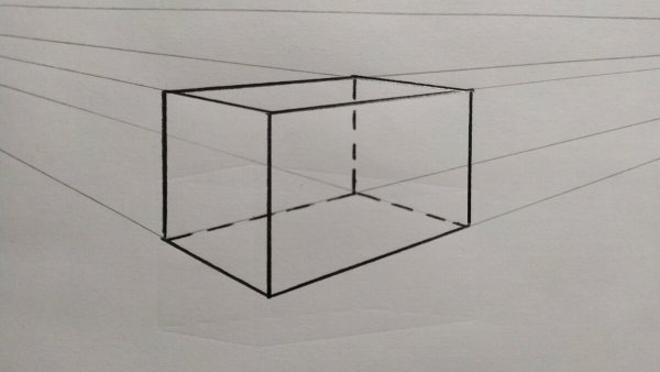 Куб в перспективе и сбоку