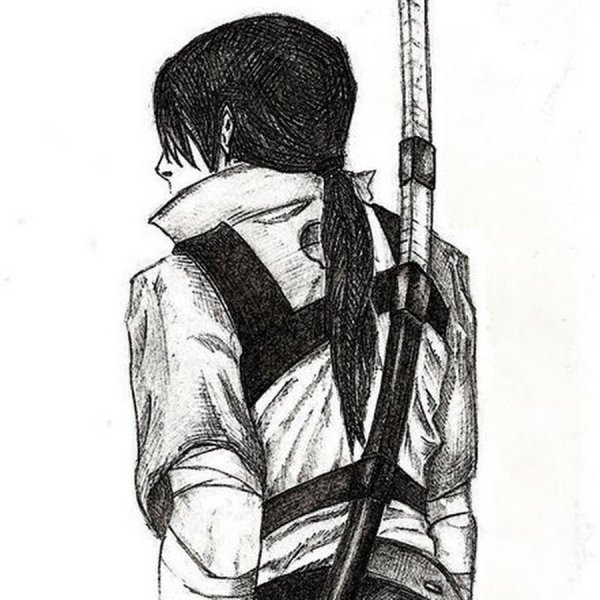 Катана рисунок цветными карандашами